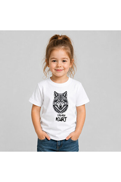 cesita Tricou alb din bumbac cu imprimeu Wolf Cub Written Wolf