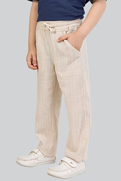 ww waka waka kids store Children's Linen Trousers with Elastic and Lace-Up Po...