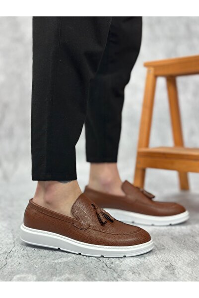 BOA Aba0005 Laceless High Sole Classic Tasseled Tan Skin Corcik Men's Shoes