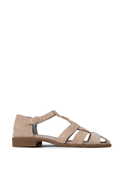 Deery Women's Genuine Suede Beige Sandals