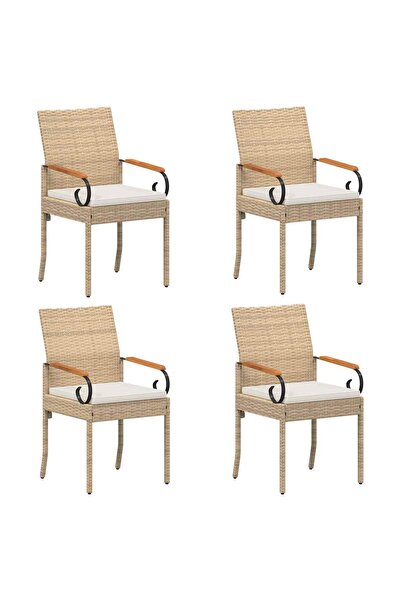 vidaxl Scaune de grădină cu pernă 4 pcs Bej și alb crem