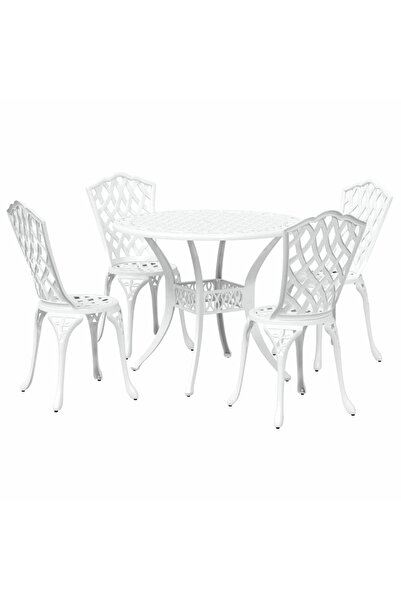vidaxl Garden table set 5 pcs White Aluminum