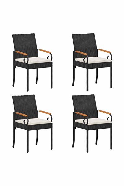 vidaxl Scaune de grădină cu pernă 4 pcs Negru și Alb crem