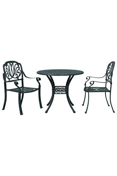 vidaxl Set bistro din 3 piese, cadru din aluminiu, Verde