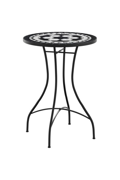 vidaxl Masă de bistro, negru și alb, Ø50x70 cm, ceramică, mozaic