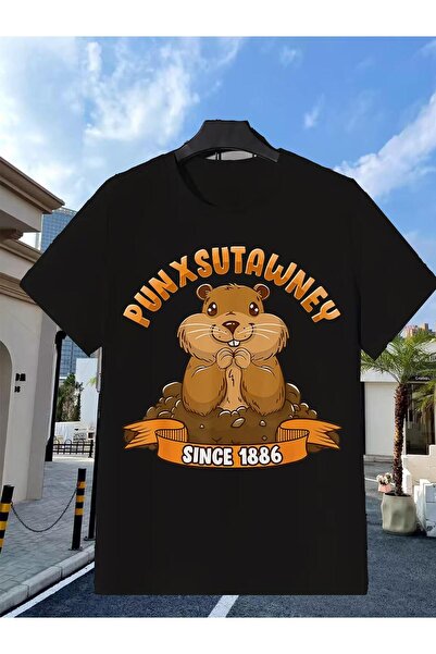bolivia's تي شيرت Punxsutawney Groundhog باللون البني بتصميم كرتوني لشخصية Gr...