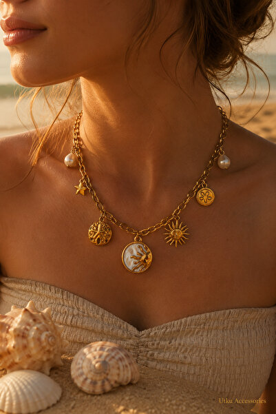 utkuergin Stainless Steel Charm Gold Steel Necklace