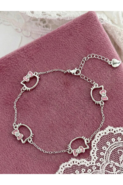 Dem Accessory Çelik Coquette Kitty Bileklik - Paslanmaz Çelik Kadın Bilekliği