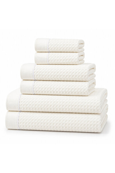 Donetella Pack of 6 Waffle Towel Set – 310 GSM Microfiber, Soft, Absorbent & ...