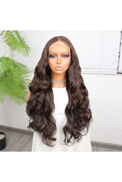 ALVERA COLLECTION Thick Wavy Auburn Fiber Synthetic Long Tulle Wig