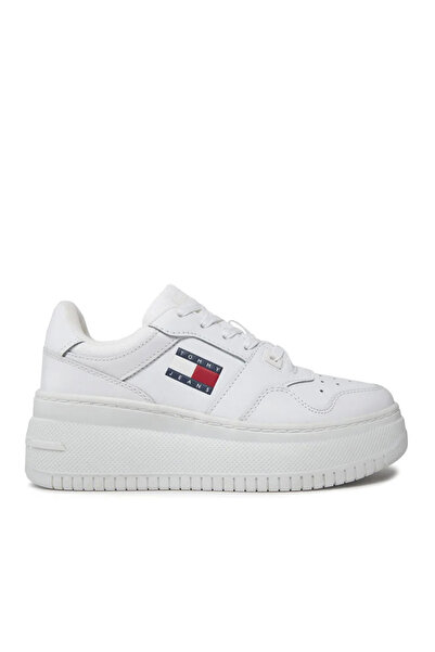 Tommy Hilfiger Γυναικεία Δερμάτινα Retro Basket Sneakers Λευκά Tommy Jeans EN...