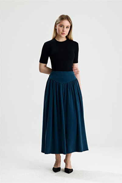 ROSE ARYA Navy Blue Corseted Washable Skirt