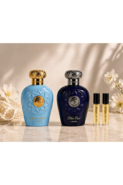 lattafa Set Cadou Parfum Opulent Dbai,Blue Oud Elixir, Barbati, Apa de Parfum...