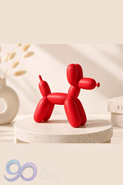 3DOria Kırmızı Balon Köpek Dekoratif Biblo – Modern Minimal Masa Üstü Obje | ...