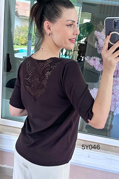 İnce Topuk V-Neck Openwork Mercerized Knitwear Blouse 5Y046