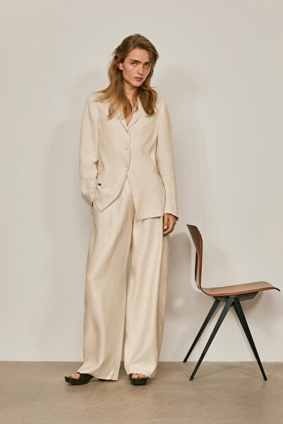Massimo Dutti Dökümlü kruvaze blazer - LIMITED EDITION