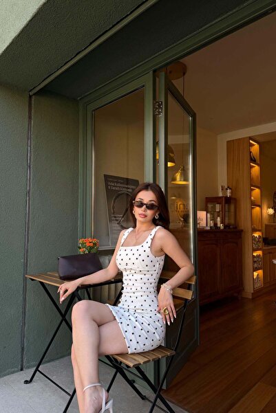 mylove Gabardine Polka Dot Dress Ecru