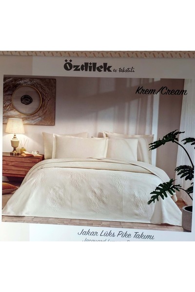 Özdilek Rf -Krem- Jakar Lux KP (Z) Çift Kişilik Pike Takımı (4 Yastık Kılıflı)