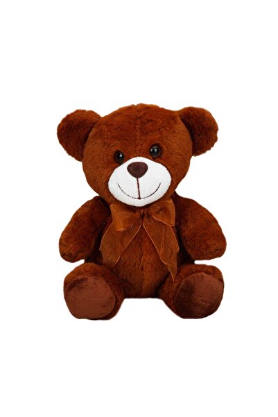 Puffy Friends Ursulet de plus cu fundita, Puffy Friends, Maro inchis, 21 cm