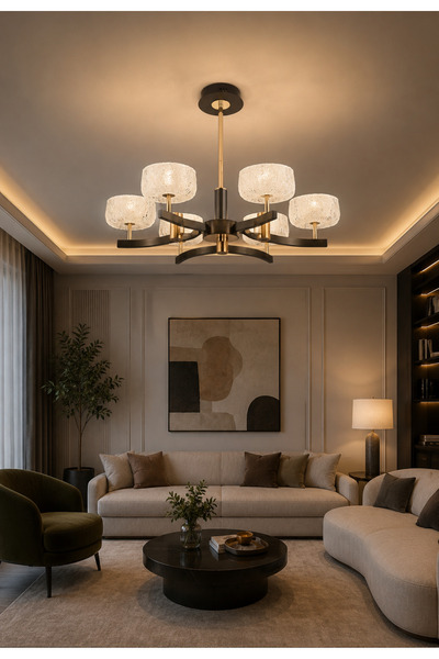Led YENİ MODEL 6 LI LÜX AVİZE 3 IŞIK SEÇENEĞİ İTHAL KASA