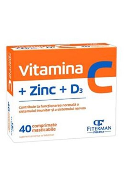 Fiterman Pharma Vitamina C + Zinc +D3 - Fiterman Pharma, 40 comprimate