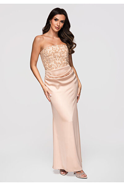Larica Women Elegant Maxi Dress with Corset LA-OM-DLR344 Gold
