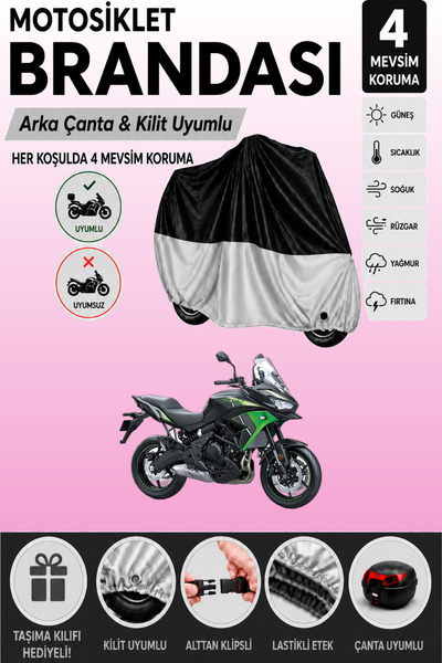 Cemku Double Black Top - Gray Bottom, Rear Bag Compatible Kawasaki Kle 650 Ve...