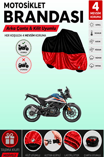 Cemku Double Black Top - Red Bottom, Rear Bag Compatible Ktm 250 Adventure Mo...