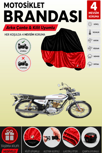 Cemku Double Black Top - Red Bottom, Rear Bag Compatible Kuba Cheetah 125R Ma...