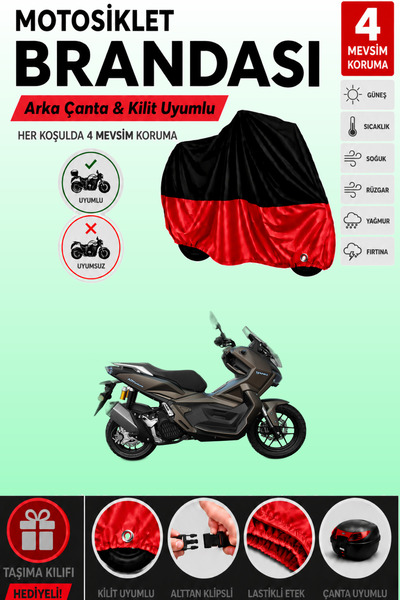 Cemku Double Black Top - Red Bottom, Rear Bag Compatible Yuki Adventure 150 M...