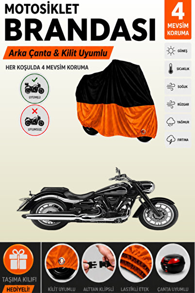 Cemku Double Black Top - Orange Bottom, Rear Bag Compatible Yamaha Midnight S...