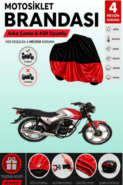 Cemku Double Black Top - Red Bottom, Rear Bag Compatible Falcon Sk 125 Kmt Mo...