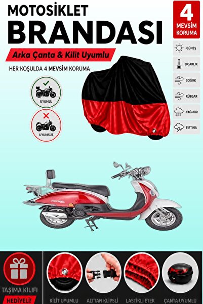 Cemku Double Black Top - Red Bottom, Rear Bag Compatible Mondial 125 Zn Motor...