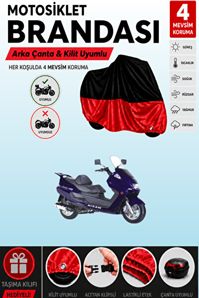 Cemku Double Black Top - Red Bottom, Rear Bag Compatible Bisan Santana 125 Mo...