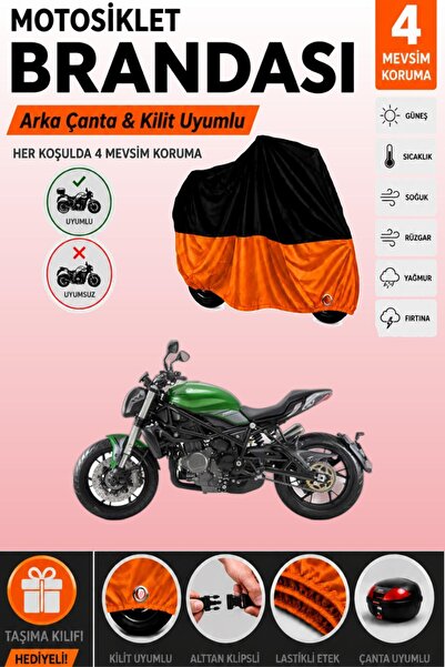 Cemku Double Black Top - Orange Bottom, Rear Bag Compatible Benelli 752 S Mot...