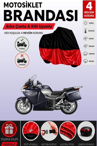 Cemku Double غطاء علوي أسود - سفلي أحمر، غطاء خلفي متوافق مع دراجة BMW K 1300...