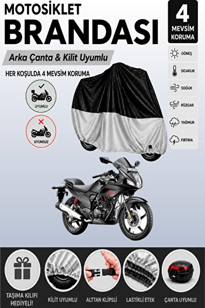 Cemku Double Black Top - Gray Bottom, Rear Bag Compatible Hero Karizma Motorc...
