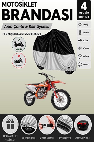 Cemku Double Black Top - Gray Bottom, Rear Bag Compatible Ktm 250 Sxf Motorcy...
