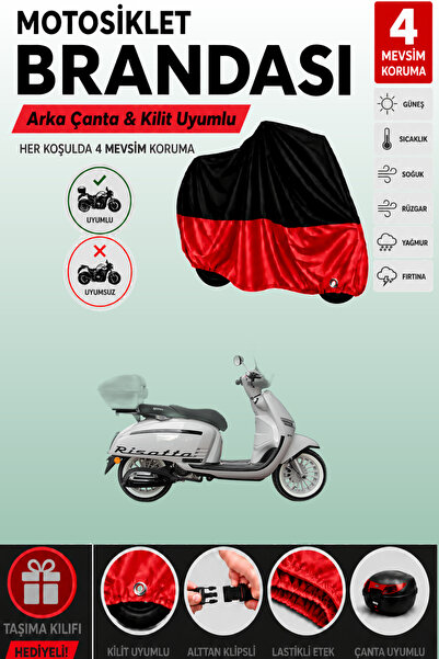 Cemku Double Black Top - Red Bottom, Rear Bag Compatible Yuki Risotto 50 Moto...
