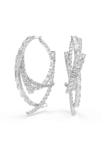 Swarovski 5727098 Matrix Hoop Earrings, Mixed Cuts, White, Rhodium Plated