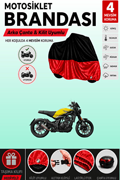 Cemku Double Black Top - Red Bottom, Rear Bag Compatible Yuki C5 Zr250 Motorc...