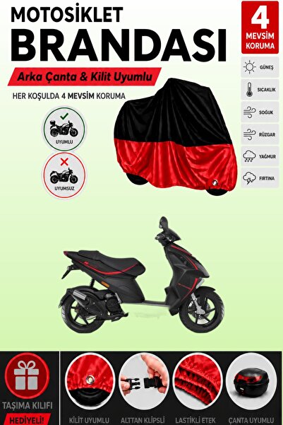 Cemku Double Black Top - Red Bottom, Rear Bag Compatible Piaggio Nrg Power 50...