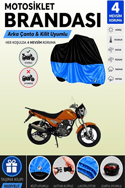 Cemku Double Black Top - Blue Bottom, Rear Bag Compatible Mondial 150 Mc Moto...