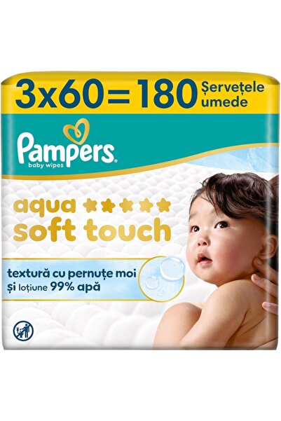 Pampers Aqua Soft Touch Wet Wipes with soft texture, light lotion and 99% wat...