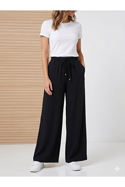 Marka Giyim Satin Trousers with Elastic Waist