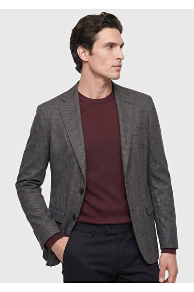 Ramsey Light Navy Blue Checkered Regular Fit 100% Wool Jacket