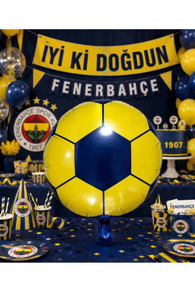 DODOMAR Foil Balloon Soccer Ball Yellow Navy Blue Fb 1907 18'' 45cm Fan Party...