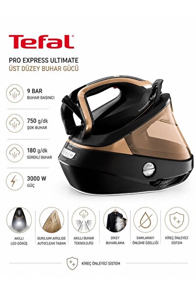 TEFAL 750 Gr Şok Buharlı Buhar Kazanlı Ütü 9 Bar Basınç 3000 W Hızlı Isınan D...