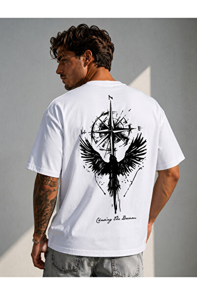 ELZE MODA A Quality Men's Premium Raven Compass Printed Oversized T-Shirt