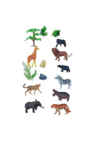 PopŞeker Wild Nature Animals Collection - 9-Piece Large Boxed Safari Set